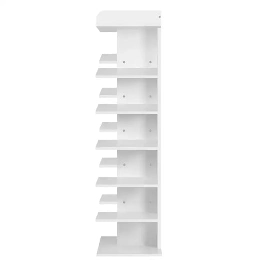 Een witte, minimalistische boekenkast met meerdere planken, geschikt voor moderne woonruimtes. Ideaal voor het opbergen van boeken, decoraties of collectieobjecten in een stijlvolle, ruimtebesparende oplossing.