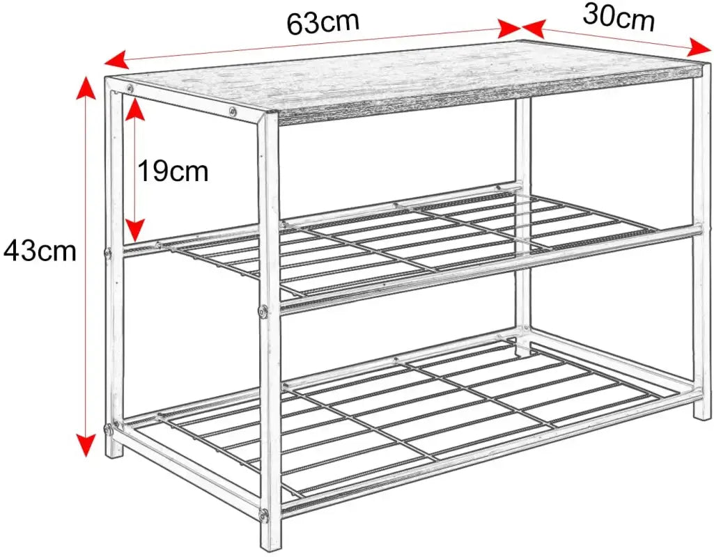 BukkitBow - Schoenenrek met Plank - Stevig en Stabiel - Geschikt als Decoratie Tafel - Multifunctioneel - 63x30x43cm