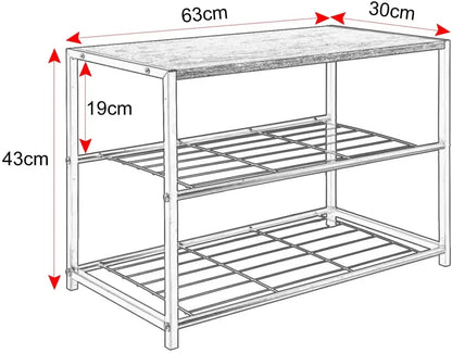 BukkitBow - Schoenenrek met Plank - Stevig en Stabiel - Geschikt als Decoratie Tafel - Multifunctioneel - 63x30x43cm