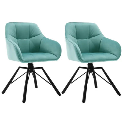 BukkitBow - Set Eetkamerstoelen / Keukenstoelen - Dik gevoerde Lederen of Fluwelen Stoel - 360 Graden Draaibaar - Zithoogte 48CM