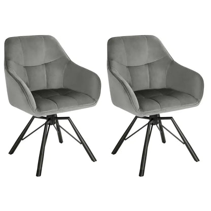 BukkitBow - Set Eetkamerstoelen / Keukenstoelen - Dik gevoerde Lederen of Fluwelen Stoel - 360 Graden Draaibaar - Zithoogte 48CM