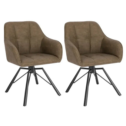BukkitBow - Set Eetkamerstoelen / Keukenstoelen - Dik gevoerde Lederen of Fluwelen Stoel - 360 Graden Draaibaar - Zithoogte 48CM