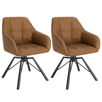 BukkitBow - Set Eetkamerstoelen / Keukenstoelen - Dik gevoerde Lederen of Fluwelen Stoel - 360 Graden Draaibaar - Zithoogte 48CM