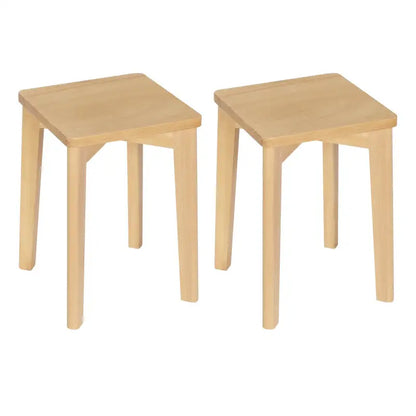 BukkitBow - Set Houten Krukken - Natuurlijk Beukenhout - Stapelbaar - Vochtbestendig - Zithoogte: 44.5CM
