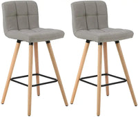 BukkitBow - Set van 2 Barkrukken - Massief Houten Poten - Linnen Zitting - Ergonomisch Ontwerp - Met Vloerbescherming