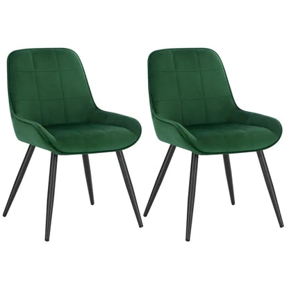BukkitBow – Set van 2 Eetkamerstoelen – Fluweel of Kunstleer en Metalen Frame – 81.5 cm Hoogte – Modern Design