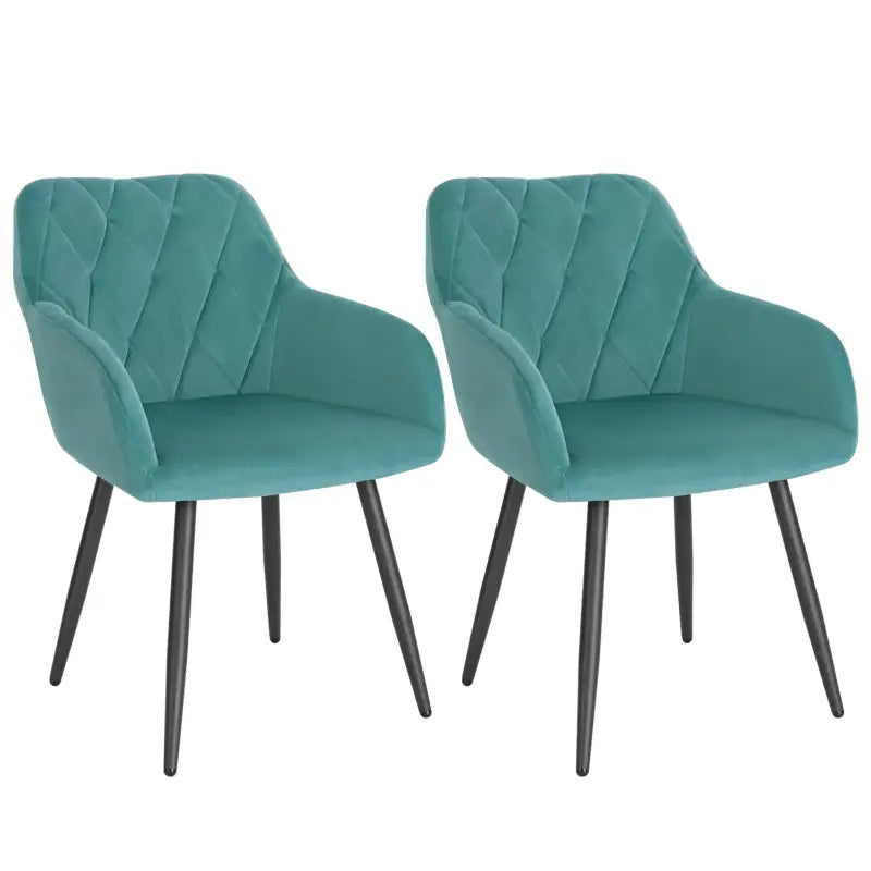 BukkitBow - Set van 2 Eetkamerstoelen - Fluwelen Stoelen met Metalen Poten - Ergonomisch Design - Zithoogte: 46.5CM
