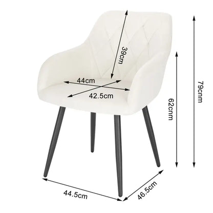 BukkitBow - Set van 2 Eetkamerstoelen - Fluwelen Stoelen met Metalen Poten - Ergonomisch Design - Zithoogte: 46.5CM