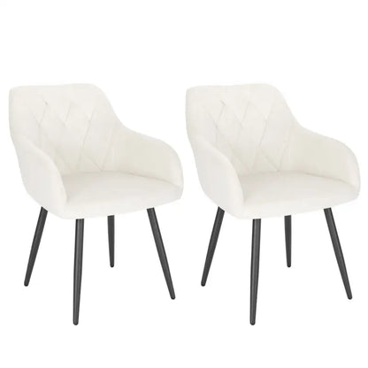 BukkitBow - Set van 2 Eetkamerstoelen - Fluwelen Stoelen met Metalen Poten - Ergonomisch Design - Zithoogte: 46.5CM