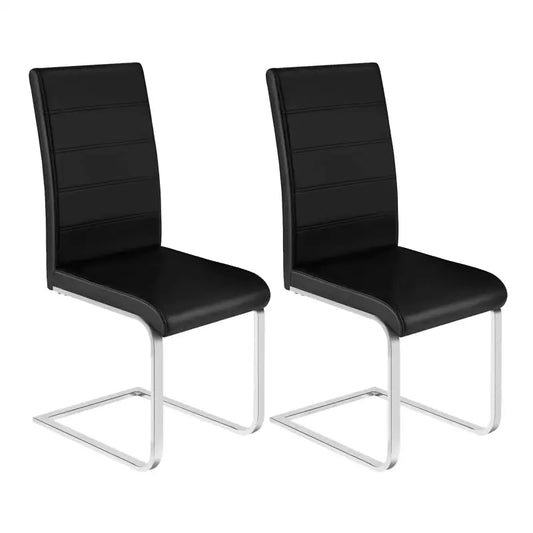 Grijze, gestoffeerde eetkamerstoelen met gestreepte rugleuning en zilverkleurige metalen poten, geschikt voor moderne eetkamers of woonruimtes. Stijlvolle designstoelen voor comfortabel zitten.
