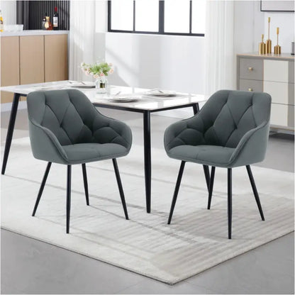 BukkitBow - Set van 2 Eetkamerstoelen - Velvet en Metaal - Ergonomisch Ontwerp - 120 kg Draagvermogen
