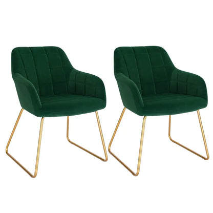 BukkitBow - Set van 2 Fluweel Eetkamerstoelen met Gouden Metalen Poten - Stijlvol en Comfortabel - Zithoogte: 48.5CM