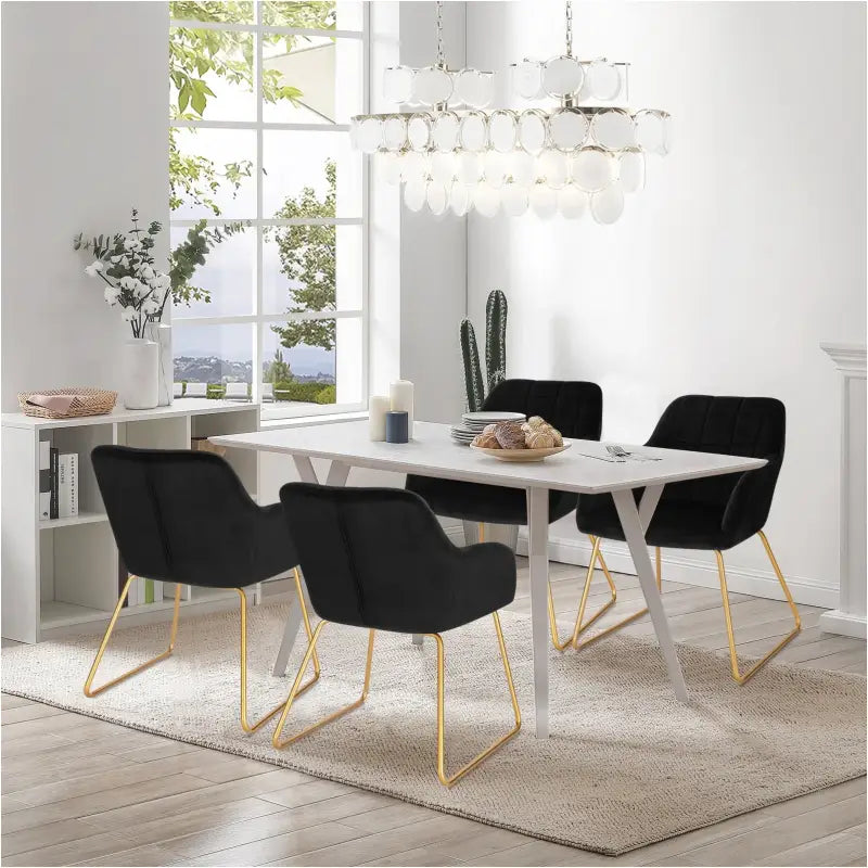 BukkitBow - Set van 2 Fluweel Eetkamerstoelen met Gouden Metalen Poten - Stijlvol en Comfortabel - Zithoogte: 48.5CM