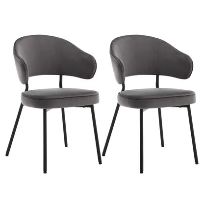 BukkitBow - Set van 2 Fluwelen Eetkamerstoelen / Fauteuils - met Metalen Poten - Breed en Comfortabel - Zithoogte: 48CM