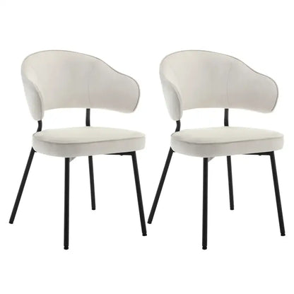 BukkitBow - Set van 2 Fluwelen Eetkamerstoelen / Fauteuils - met Metalen Poten - Breed en Comfortabel - Zithoogte: 48CM