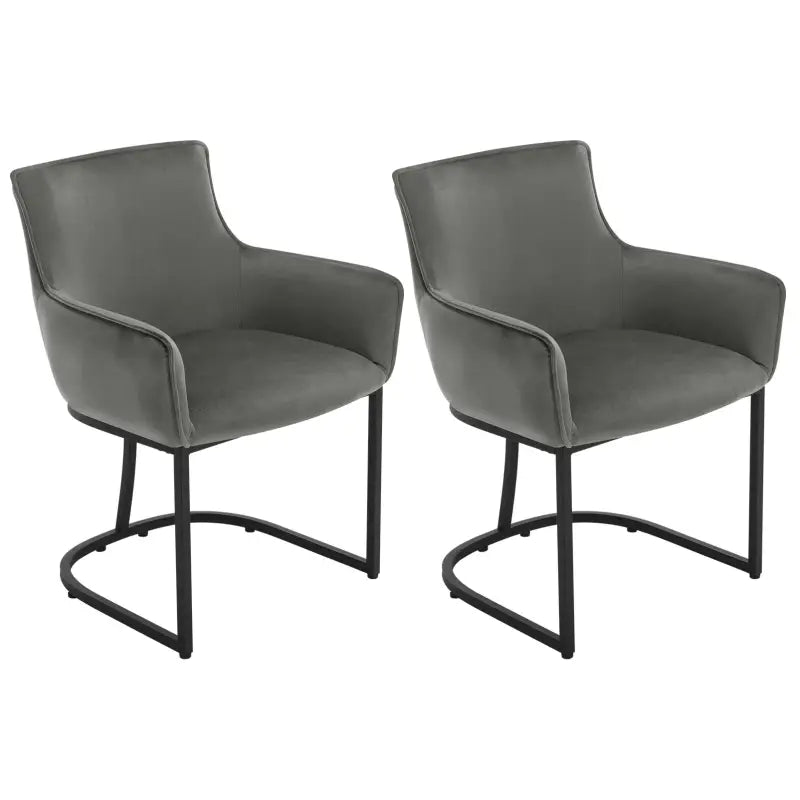 BukkitBow - Set van 2 Fluwelen Eetkamerstoelen -  met Metalen Poten - Stabiel en Comfortabel - Zithoogte: 46.5CM