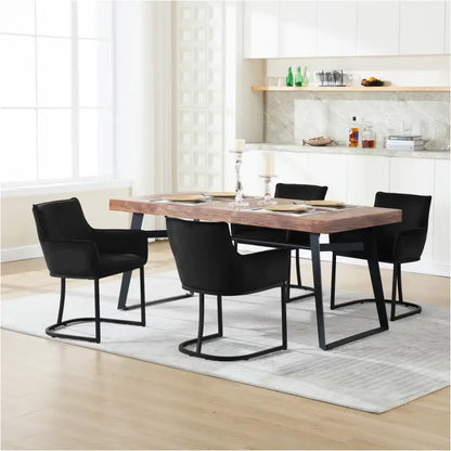 BukkitBow - Set van 2 Fluwelen Eetkamerstoelen -  met Metalen Poten - Stabiel en Comfortabel - Zithoogte: 46.5CM