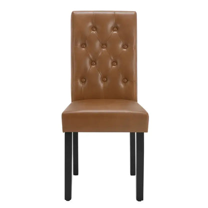 BukkitBow - Set van 2 Kunstleren Eetkamerstoelen - met Massief Houten Poten - Robuust en Ergonomisch - Zithoogte: 48.5CM