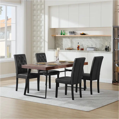 BukkitBow - Set van 2 Kunstleren Eetkamerstoelen - met Massief Houten Poten - Robuust en Ergonomisch - Zithoogte: 48.5CM