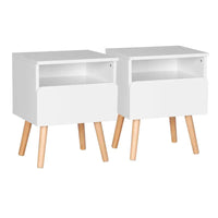 BukkitBow - Set van 2 Nachtkastjes - Hoge Kwaliteit Hout - Wit of Grijs - Waterdicht en Krasbestendig - 40x33.5x50 cm