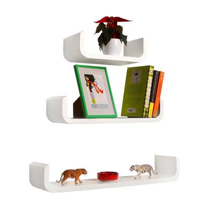 Comnox - BukkitBow Set van 3 Wandplanken - Modern U-vormig Ontwerp - MDF