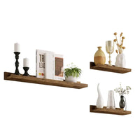 BukkitBow - Set van 3 Wandplanken - Hoogwaardig MDF - Vintage Bruin Hout - 1xGroot (60x10x5cm) & 2xKlein (30x10x5cm) - Maximale Belasting 5kg
