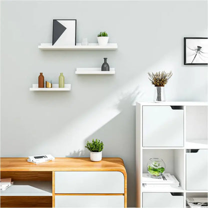 BukkitBow - Set van 3 Wandplanken - Hoogwaardig MDF - Wit - 1xGroot (60x10x5cm) & 2xKlein (30x10x5cm) - Maximale Belasting 5kg