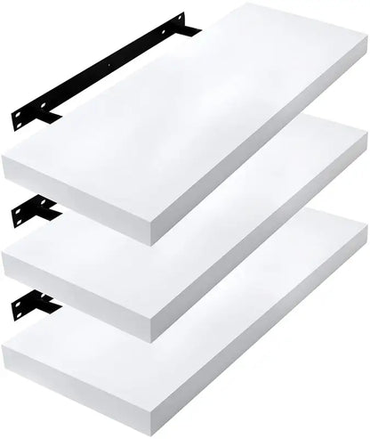 BukkitBow - Set van 3 Wandplanken - MDF Wit Hout - Mat Afgewerkt - Diverse Maten - Maximaal 10kg per Plank