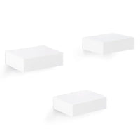 BukkitBow - Set van 3 Zwevende Wandplanken - Hoogwaardige MDF - Tijdloos Wit - Laadvermogen 2.5kg - 10.5x7.8x3cm