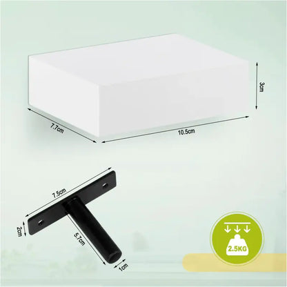 BukkitBow - Set van 3 Zwevende Wandplanken - Hoogwaardige MDF - Tijdloos Wit - Laadvermogen 2.5kg - 10.5x7.8x3cm