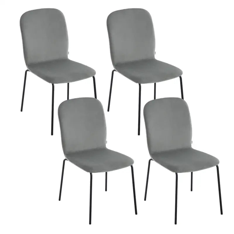 BukkitBow - Set van 4 Eetkamerstoelen - Fluweel en Metaal - Stapelbare Stoelen