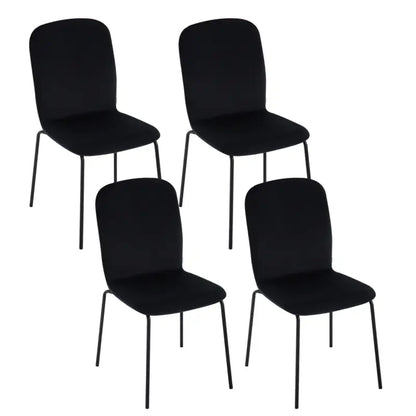BukkitBow - Set van 4 Eetkamerstoelen - Fluweel en Metaal - Stapelbare Stoelen