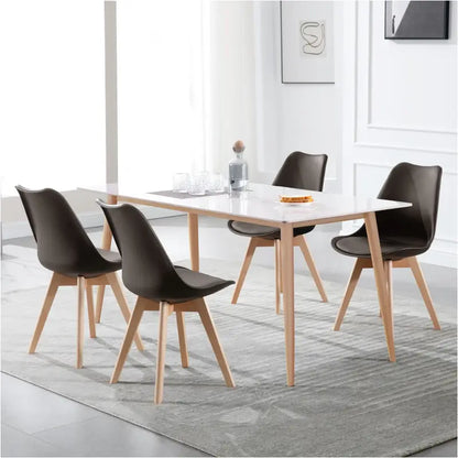 Comnox - BukkitBow - Set van 4 Comfortabele Eetkamerstoelen - Beukenhouten Poten