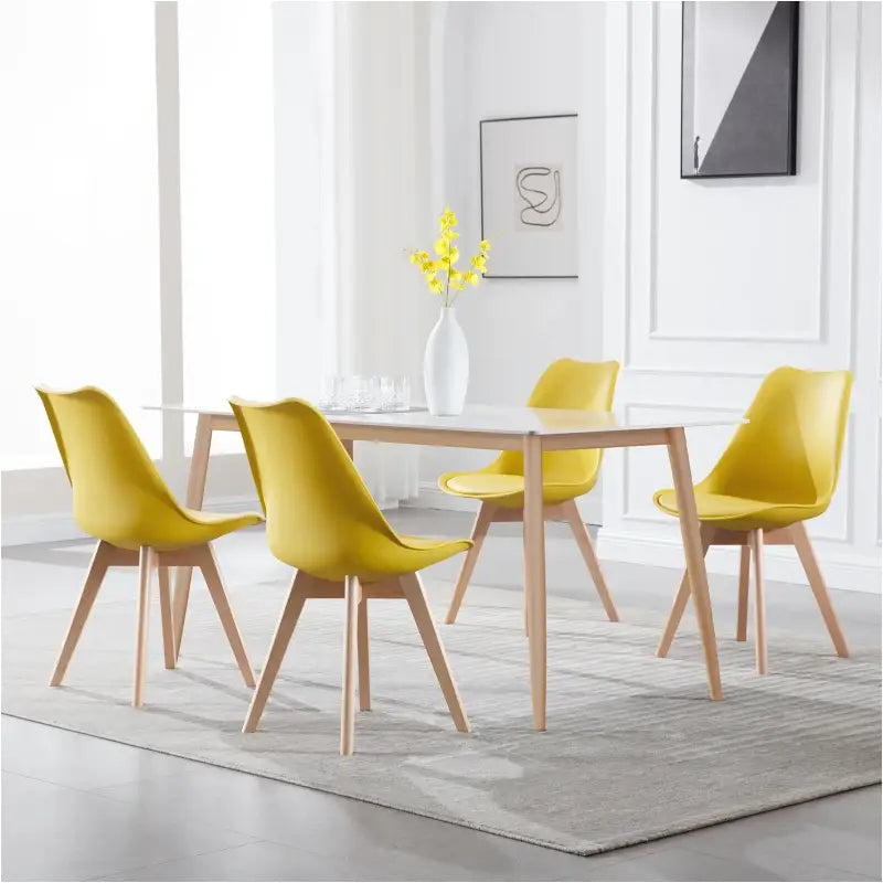 Comnox - BukkitBow - Set van 4 Comfortabele Eetkamerstoelen - Beukenhouten Poten