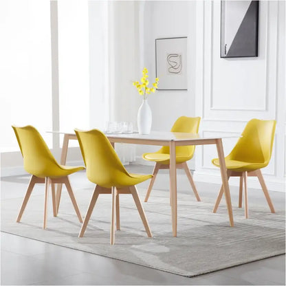 Comnox - BukkitBow - Set van 4 Comfortabele Eetkamerstoelen - Beukenhouten Poten