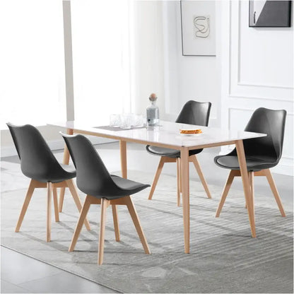 Comnox - BukkitBow - Set van 4 Comfortabele Eetkamerstoelen - Beukenhouten Poten