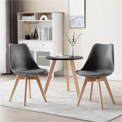 Comnox - BukkitBow - Set van 4 Comfortabele Eetkamerstoelen - Beukenhouten Poten
