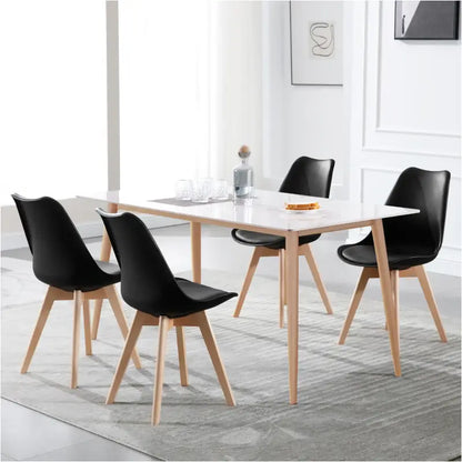 Comnox - BukkitBow - Set van 4 Comfortabele Eetkamerstoelen - Beukenhouten Poten