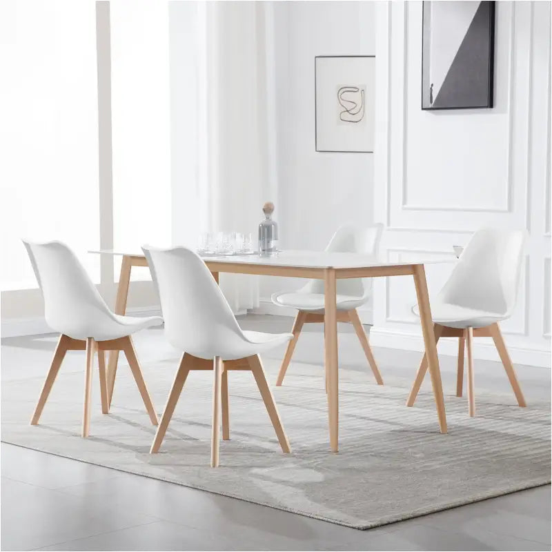 Comnox - BukkitBow - Set van 4 Comfortabele Eetkamerstoelen - Beukenhouten Poten