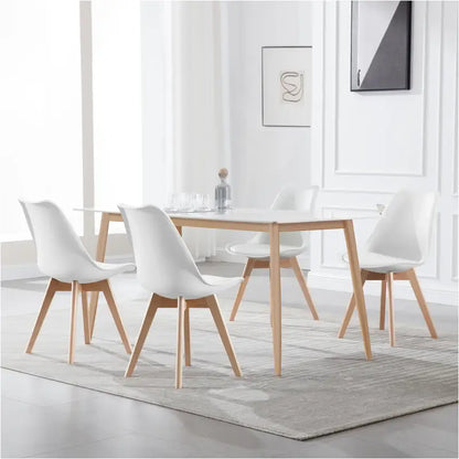 Comnox - BukkitBow - Set van 4 Comfortabele Eetkamerstoelen - Beukenhouten Poten