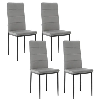 BukkitBow - Set van 4 Eetkamerstoelen van Kunstleer/Fluweel - met Metalen Onderstel