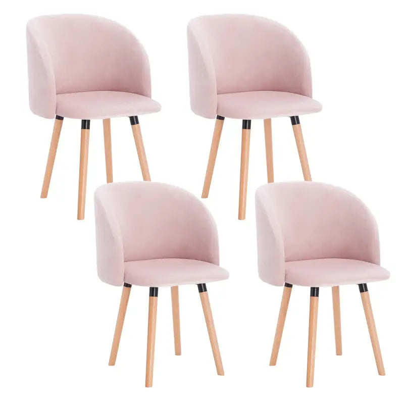 BukkitBow Set van 4 Stoelen - Comfortabel Fluweel - Massief Hout