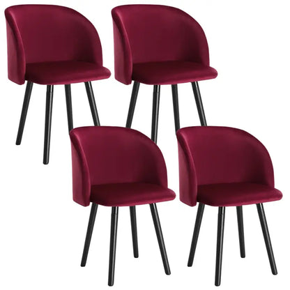 BukkitBow Set van 4 Stoelen - Comfortabel Fluweel - Massief Hout
