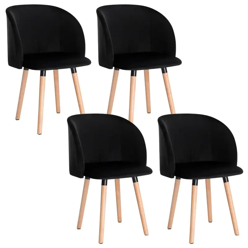 BukkitBow Set van 4 Stoelen - Comfortabel Fluweel - Massief Hout