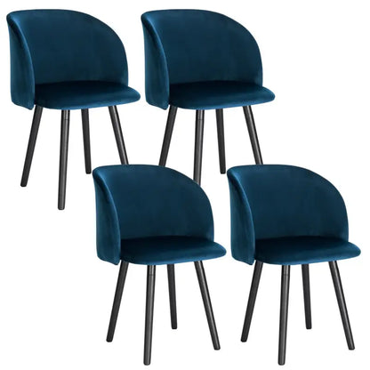 BukkitBow Set van 4 Stoelen - Comfortabel Fluweel - Massief Hout