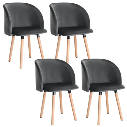 BukkitBow Set van 4 Stoelen - Comfortabel Fluweel - Massief Hout