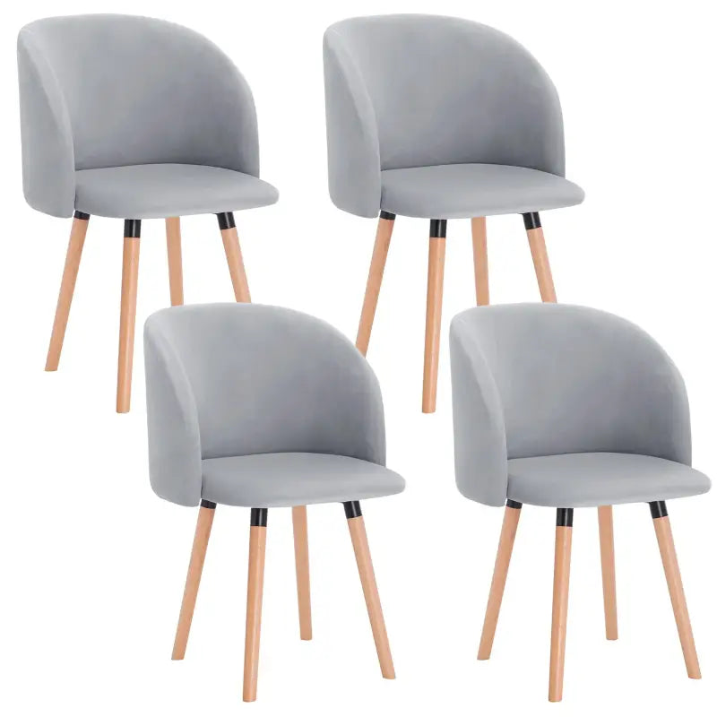 BukkitBow - Set van 4 Stoelen met Fluwelen Zitting - met Massief Houten Frame - Ergonomisch en Stijlvol - Zithoogte: 47CM