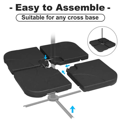 BukkitBow - Set van 4 Vulbare Parasol Voetplaten - Parasolvoet / Poot Met Metalen Handvatten - Weerbestendig