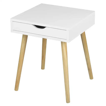 BukkitBow - Smal Nachtkastje met Lade - MDF en Massief Hout - Max Belasting: 5KG - 39.8x40.5x49cm