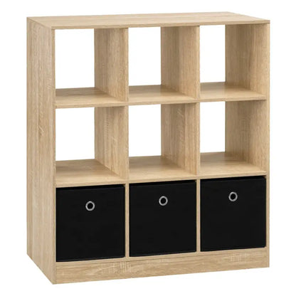 BukkitBow - Staande Boekenkast met 9 Kubussen - E1-Klasse Hout en Melamine Fineer - Met Opbergmanden